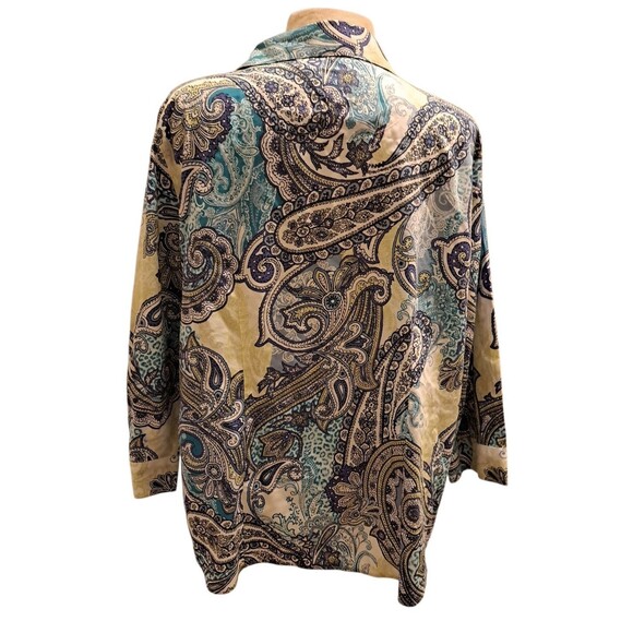 Chico's No Iron Top Shirt Women 3 US XL Button Up Paisley Preppy Classic Office - Picture 9 of 13